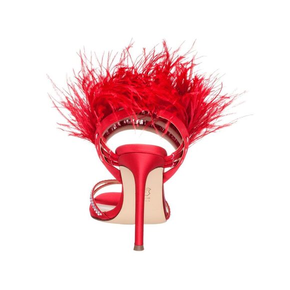 NINA Womens Red Feather Dalva Round Toe Stiletto Buckle Dress Heeled Sandal 5 M - Picture 2 of 4